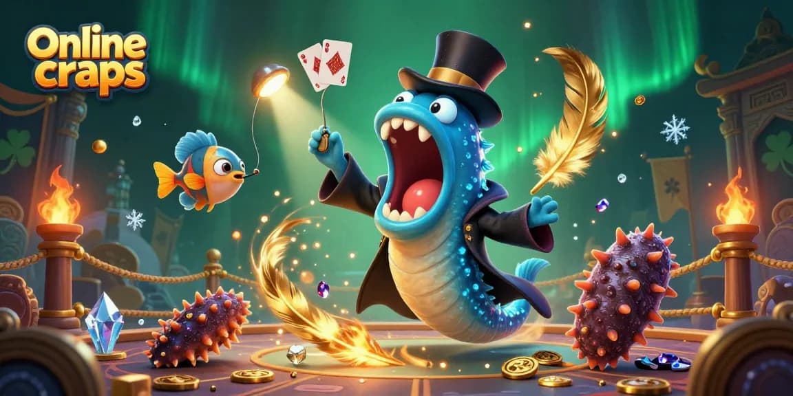 Experience the excitement of online craps with a magical deep-sea casino scene featuring unique sea creatures.