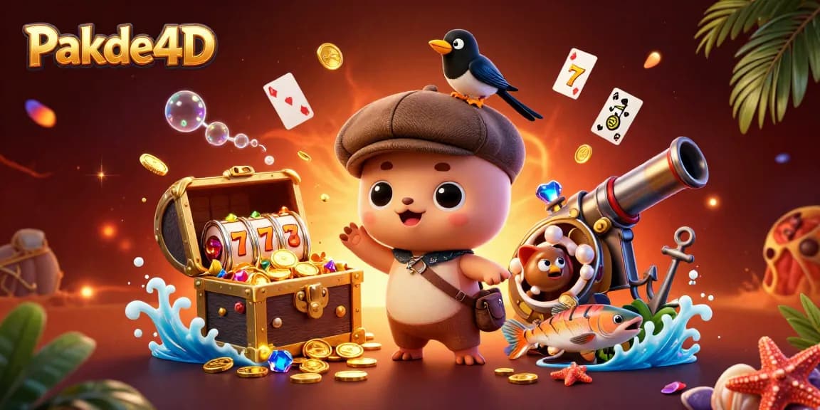 Engage in thrilling wins with Pakde4D's colorful 3D illustration featuring playful casino characters.
