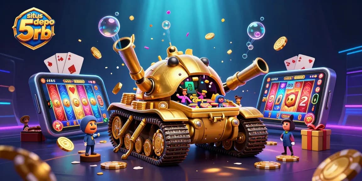 Experience the excitement of situs depo 5rb with a massive golden beetle tank casino scene.