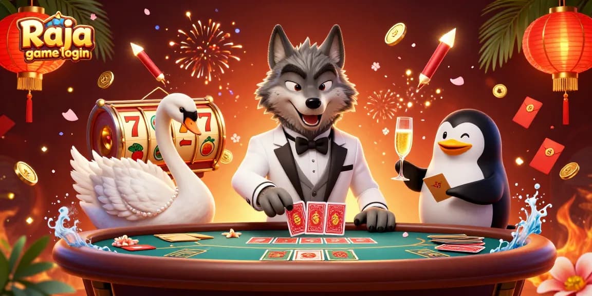 Engage in the thrilling Raja game login experience with an enchanting 3D casino illustration.