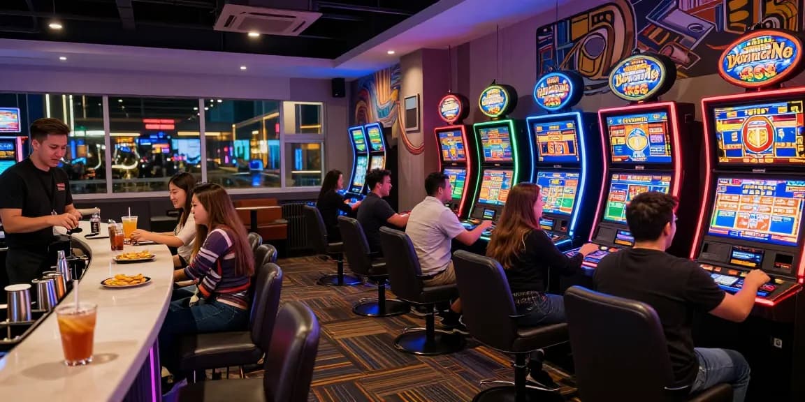 Players enjoying the vibrant atmosphere at credit card casinos showcased on https://alsbury.co.uk/ with modern gaming machines and lively engagement.