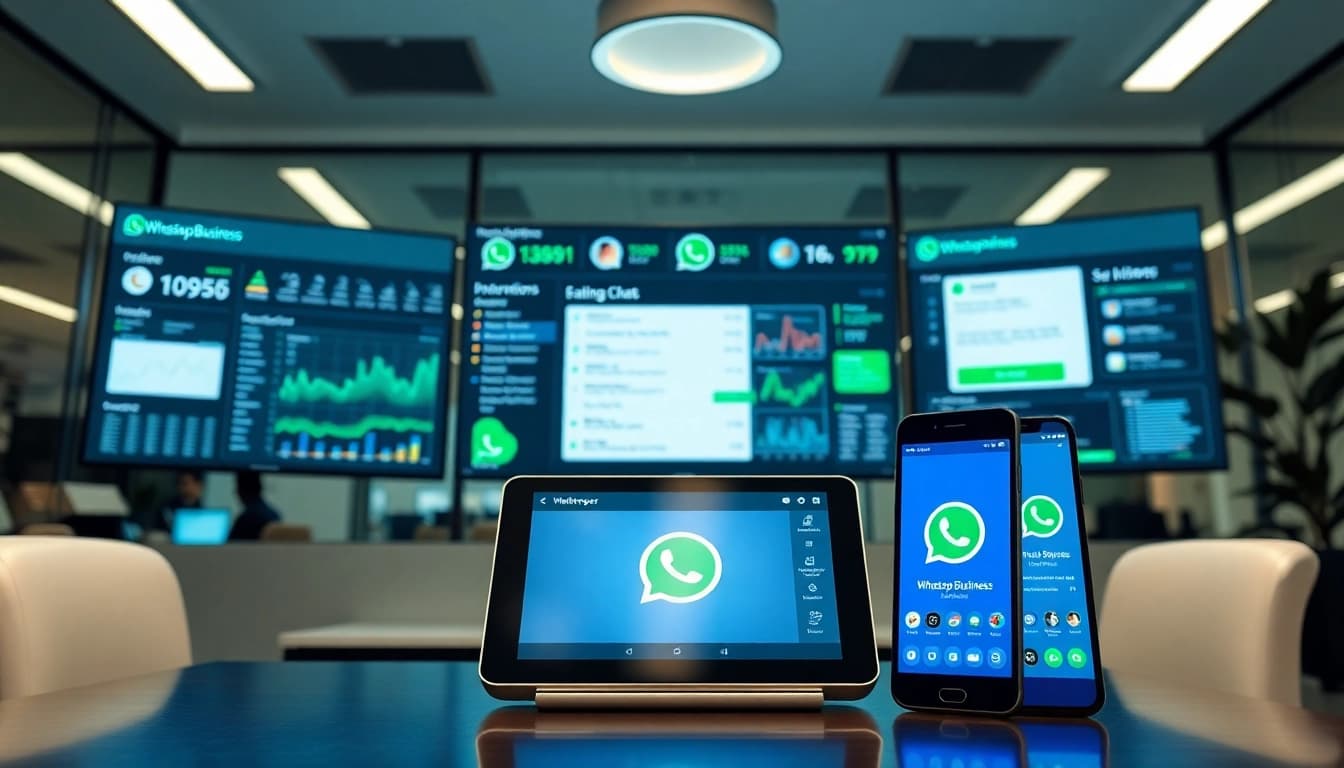 Visualize WhatsApp Business CRM dashboard showcasing customer interactions in a professional setting.
