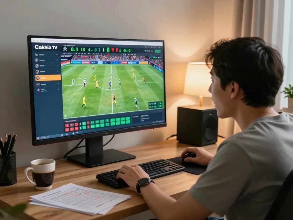 Cakhia user engaged in online football betting, showcasing live match interface and strategic notes.