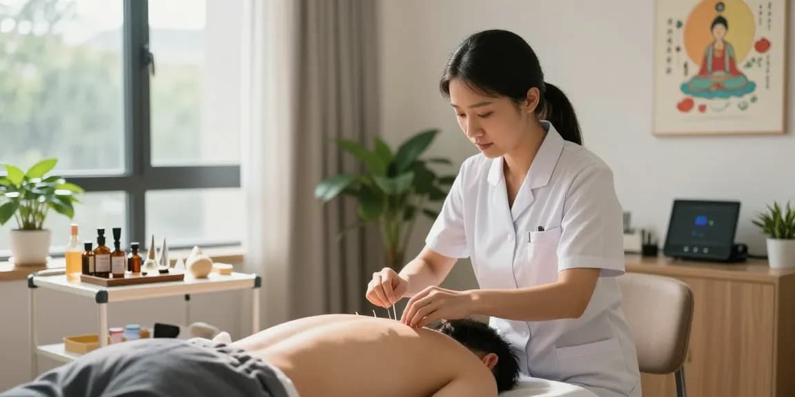 Acupuncture session at 수원교통사고한의원 promoting holistic healing.