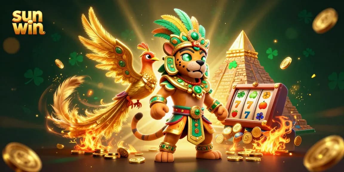 Engage in exciting casino games with sun win featuring vibrant Mayan characters and slot elements.