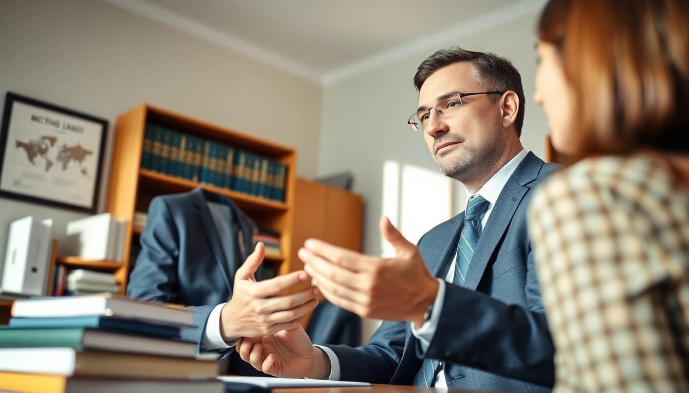 Consultation with a truck accident attorney Clearwater in a professional office setting.