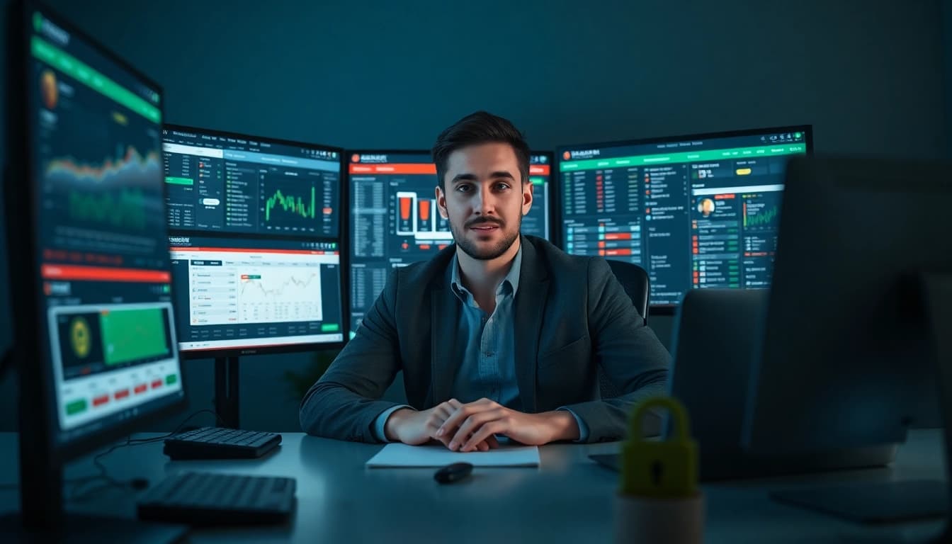 Trustworthy user engaging in safe betting practices on 토토스토리 platform with multiple screens.