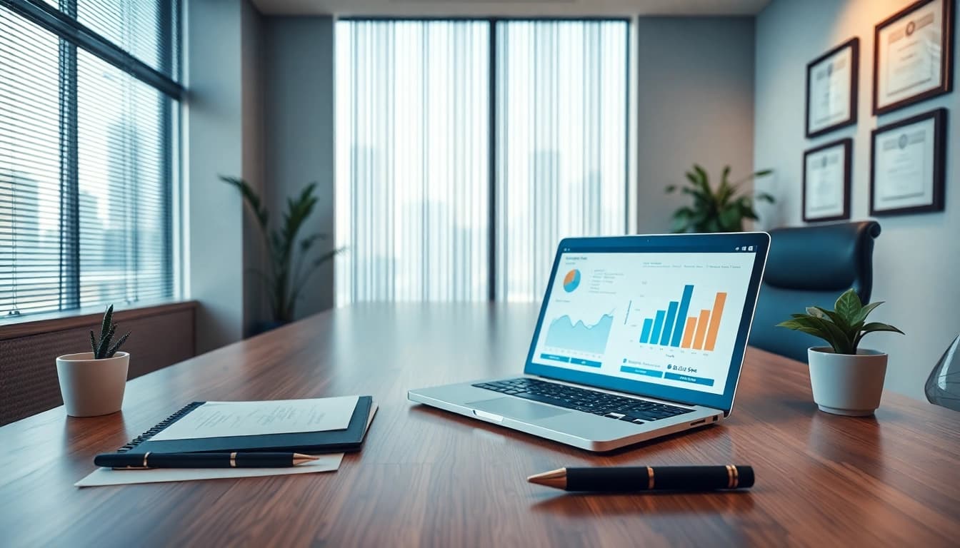 Audit Services in Dubai: Professional workspace with financial reports and business charts