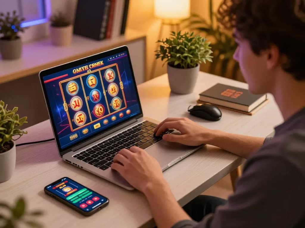 Migliori casino online stranieri gameplay excitement with engaged player at home.
