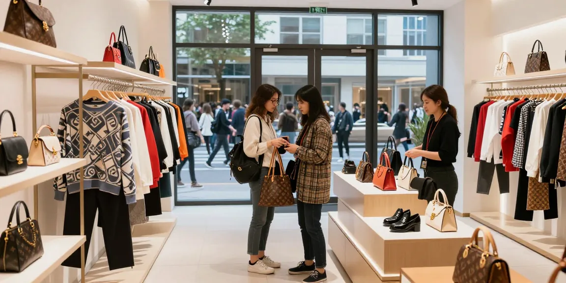 Shopping for high-quality 레플리카 fashion items in a stylish retail store.