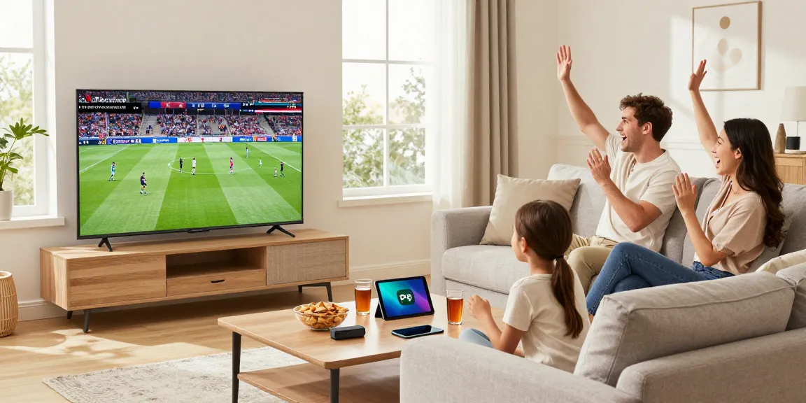 Engaging family experience with IPTV options for USA residents in a cozy living room setup.