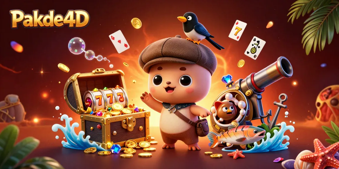 Engage in thrilling wins with Pakde4D's colorful 3D illustration featuring playful casino characters.