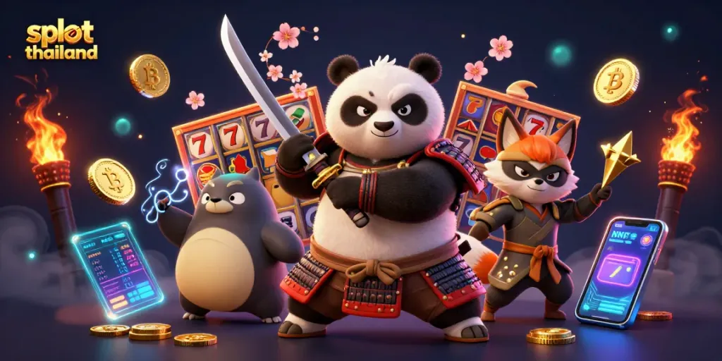 Engage with slot thailand through a vibrant 3D scene with a samurai panda and a ninja fox.