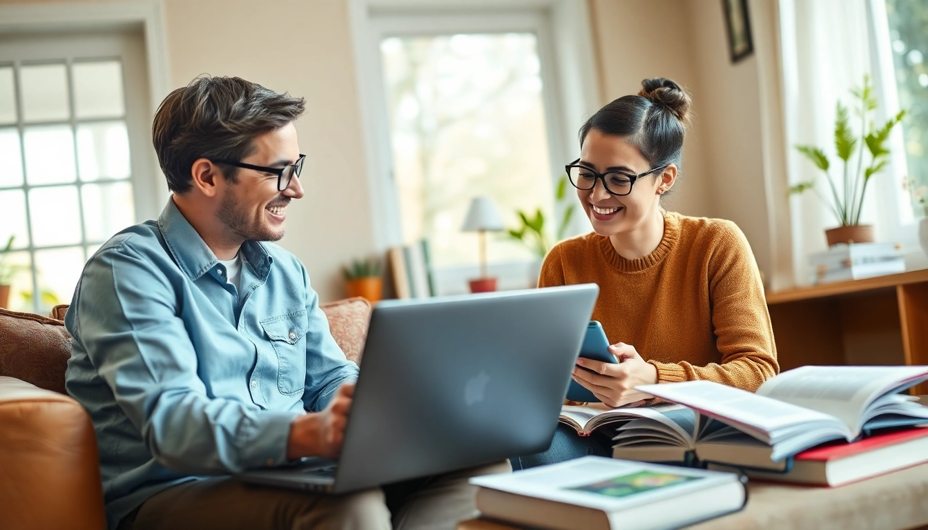 Enhancing remote exam assistance with a tutor guiding a student in a warm study environment.