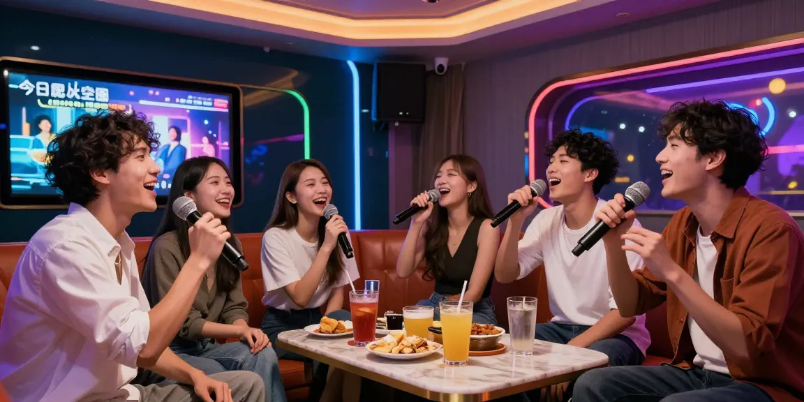 Dynamic karaoke experience at www.3no.org with friends enjoying music and drinks in a vibrant private room.