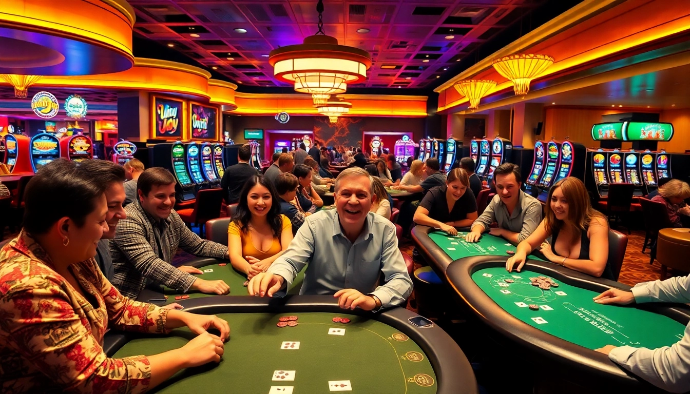 Lebendige Szene mit Spielern, die den casino bonus ohne einzahlung neu genießen.