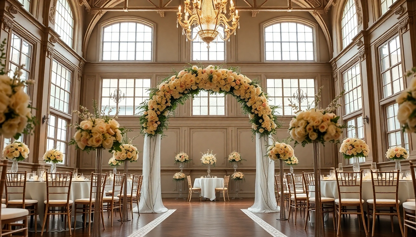 Experience the charm of Wedding Event Space Jacksonville, showcasing a romantic ceremony setup with floral decor.