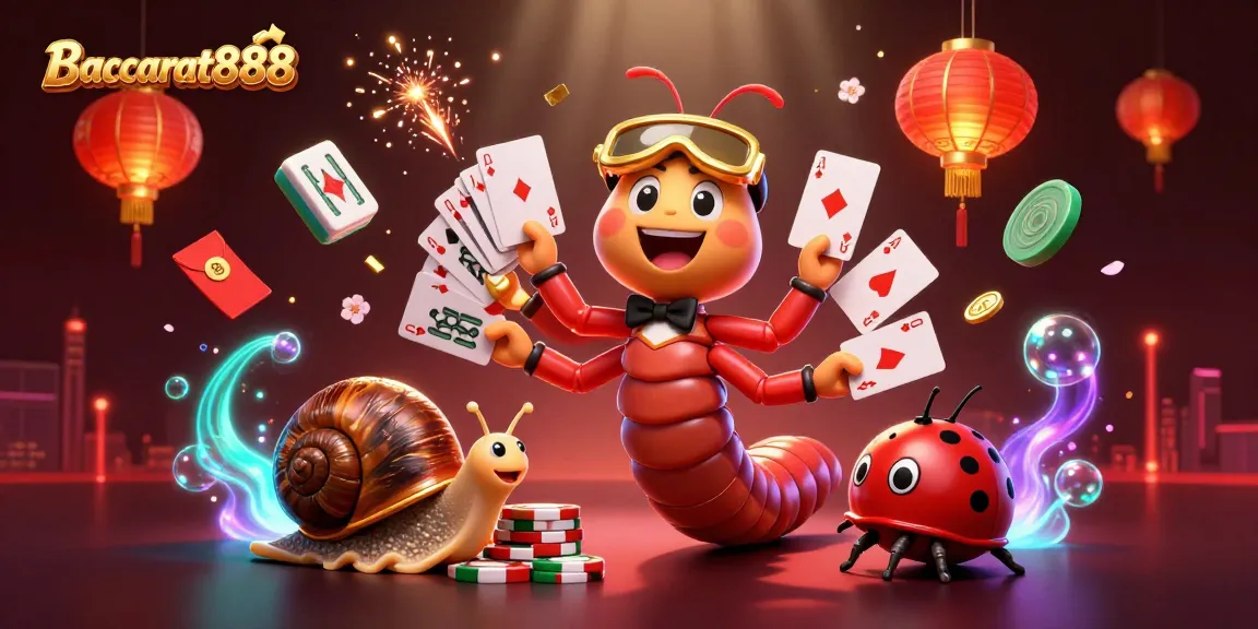 Engage in Baccarat888 action with a vibrant casino scene featuring colorful characters and exciting game elements.
