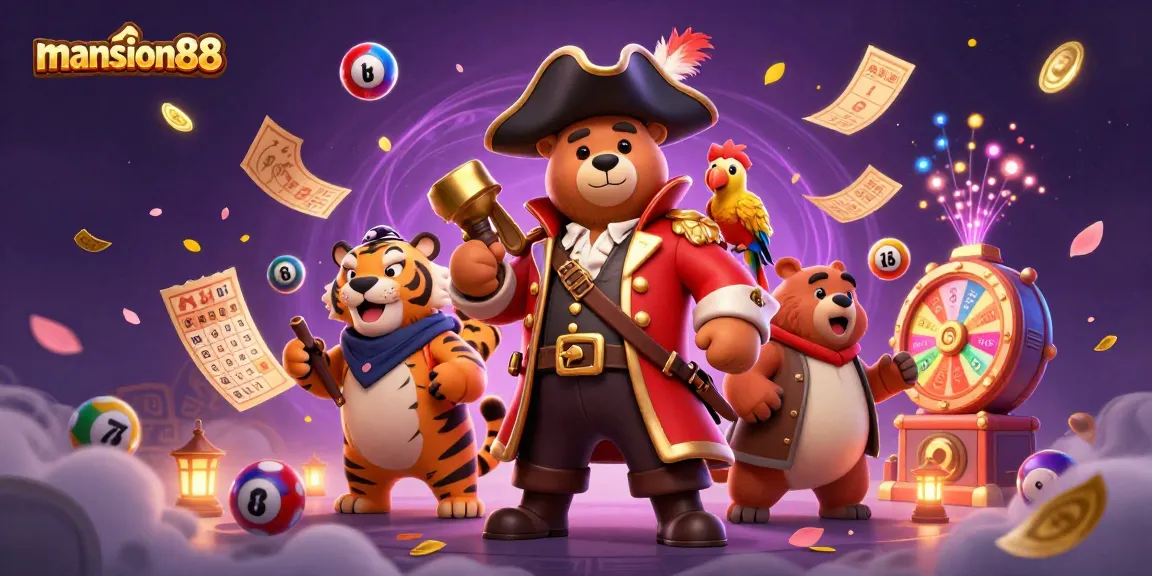 Join the excitement at mansion88 with colorful lottery balls and treasure-filled casino adventures!