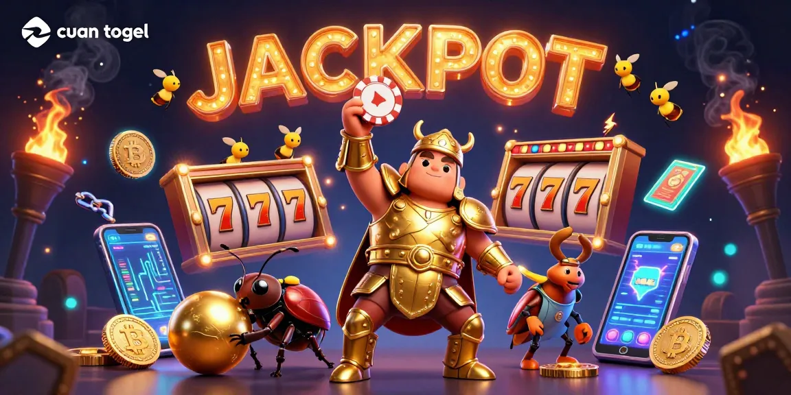 Experience the thrill of cuan togel with this vibrant jackpot scene featuring a hercules beetle.