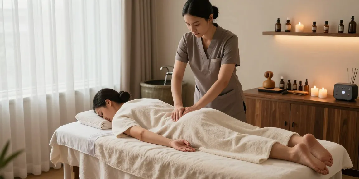 Relaxing Swedish massage therapy session in a tranquil spa setting, featuring soft linens and essential oils.