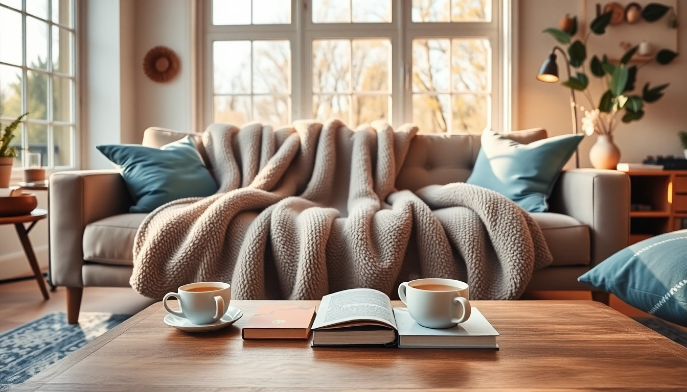 Fleece dekens brengen warmte en comfort in een gezellige woonkamer.