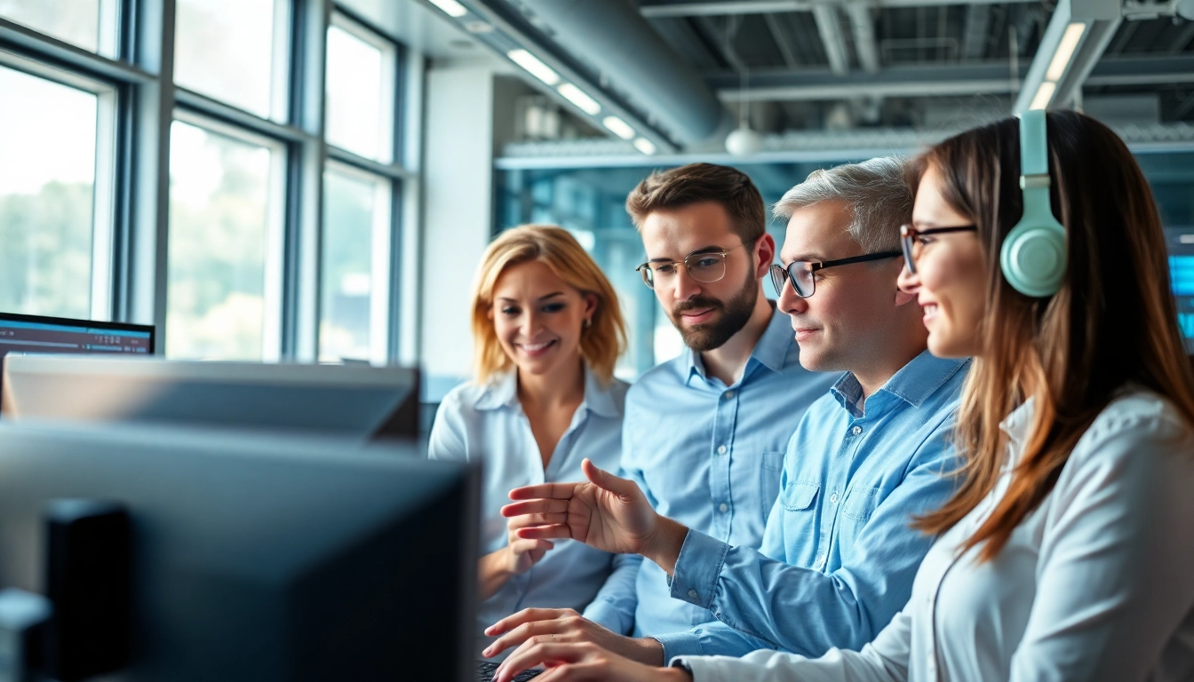 Team providing managed IT services Lakeland working collaboratively in a modern office.