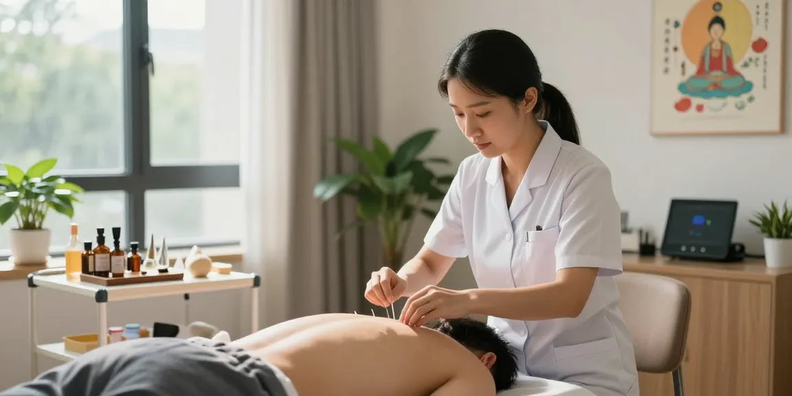 Acupuncture session at 수원교통사고한의원 promoting holistic healing.
