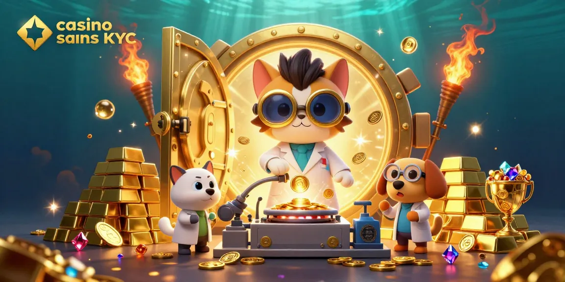 Jouez avec casino crypto sans KYC et explorez une illustration riche en détails d'un laboratoire de jeux.