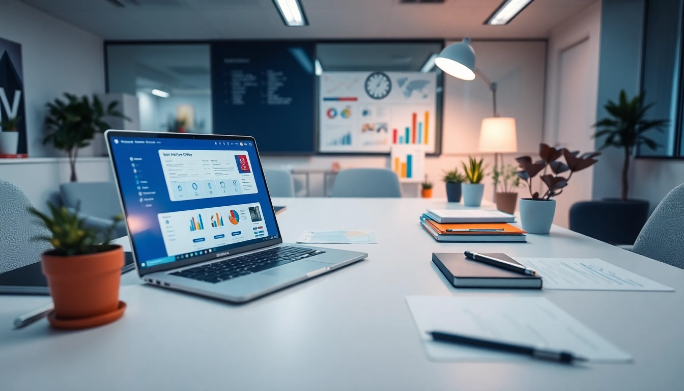 在现代办公空间的笔记本电脑上展示的WPS Office，推动生产力与创新。
