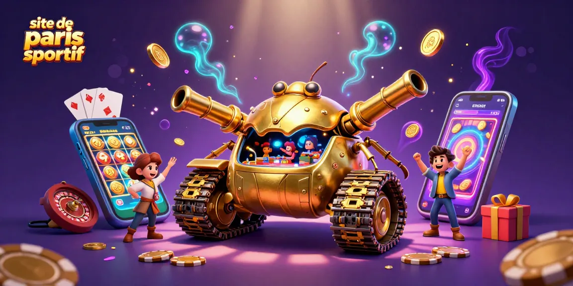 Gagnez sur le site de paris sportif avec un tank à insecte doré et un casino miniature animé.