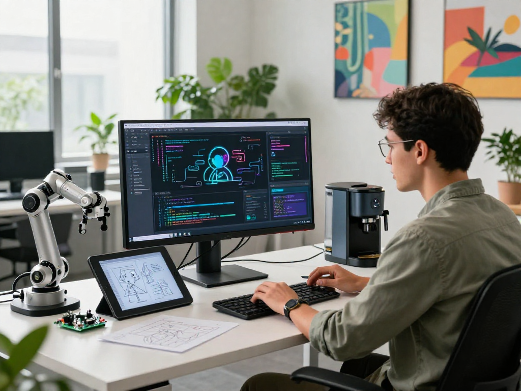 Showcasing a workspace dedicated to AI development, highlighting the crush on ai through advanced technology and innovation.