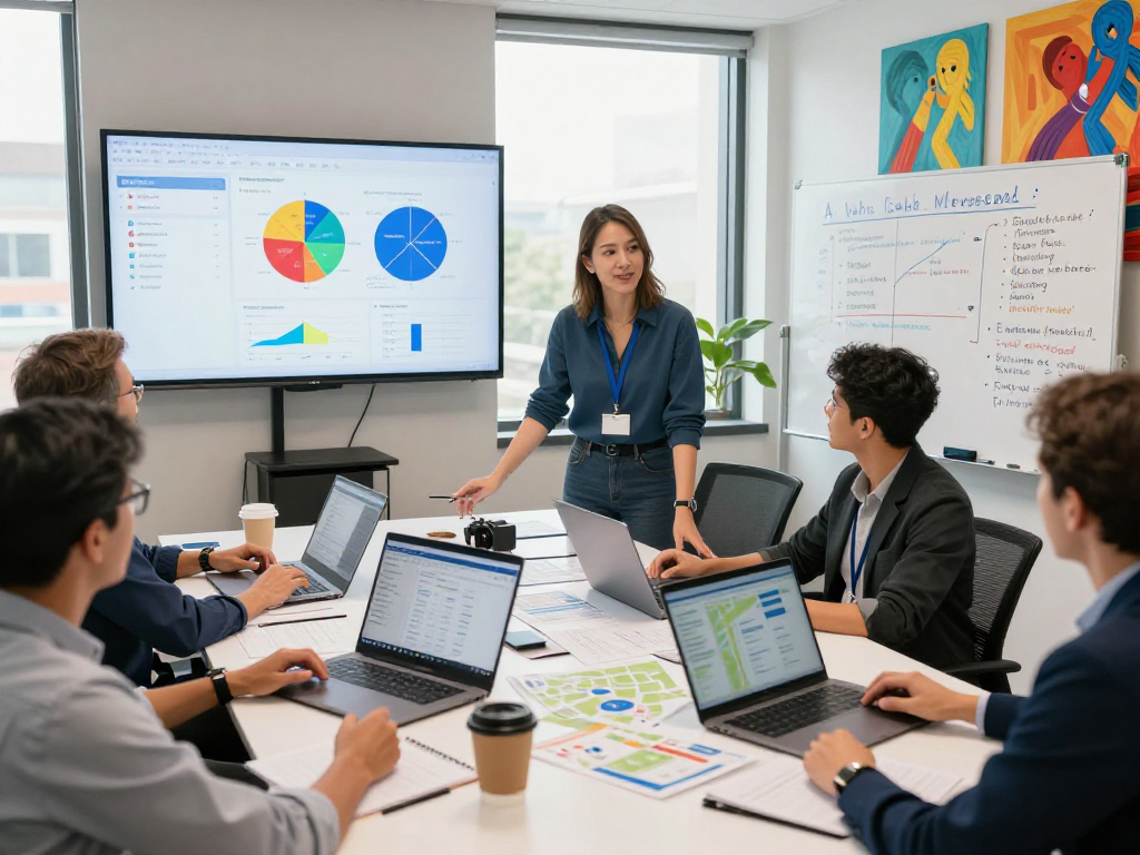 Political campaign team analyzing voter engagement analytics in strategy session