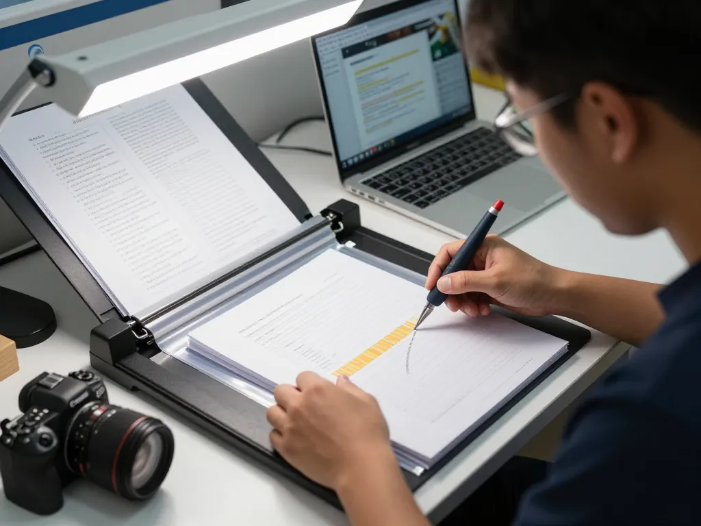 Bóc ép plastic process with technician using specialized tools to safely remove laminated documents while preserving quality.