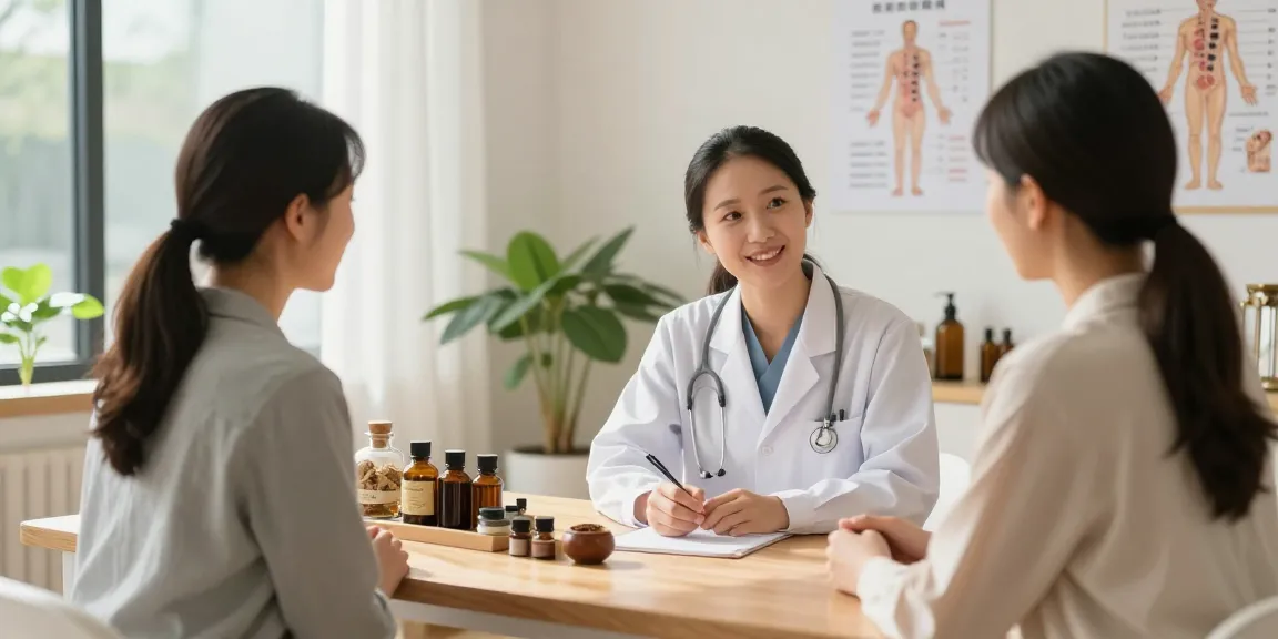 Consultation at 수원한의원 with practitioner and patient in a holistic wellness environment.