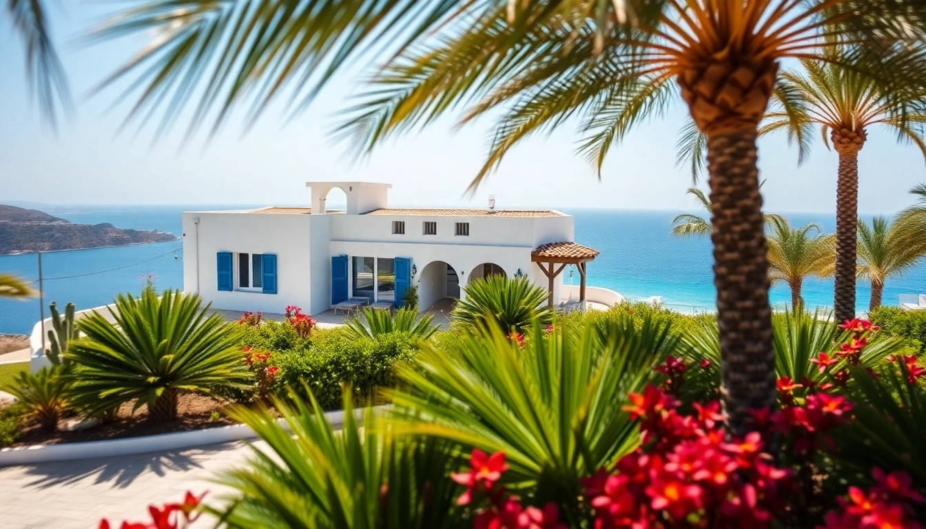 View of a beautiful villa property in Turkey Alanya against a picturesque Mediterranean backdrop.
