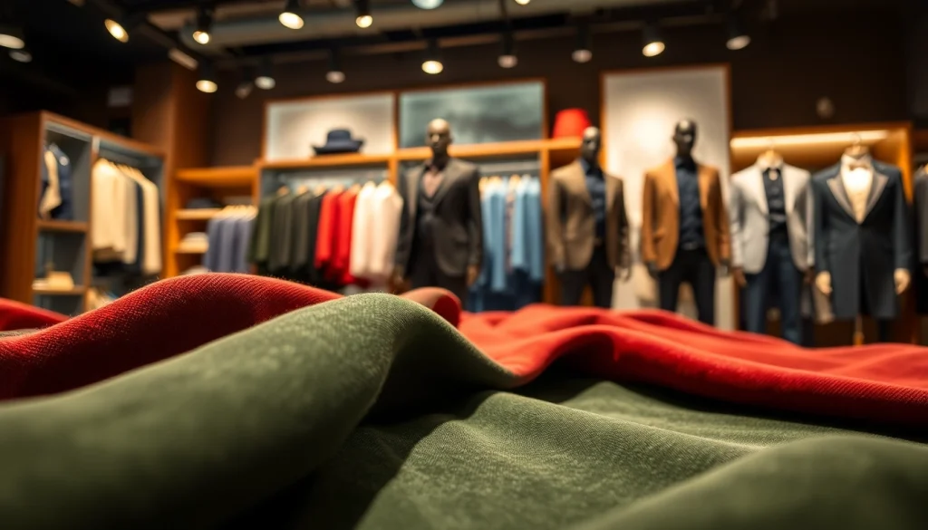 Punta di Roma stof in een stijlvolle boutique met luxueuze textuur en rijke kleuren.