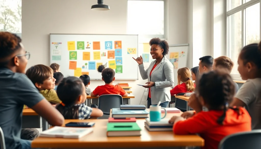 Students actively participating in a diverse classroom focused on Education.