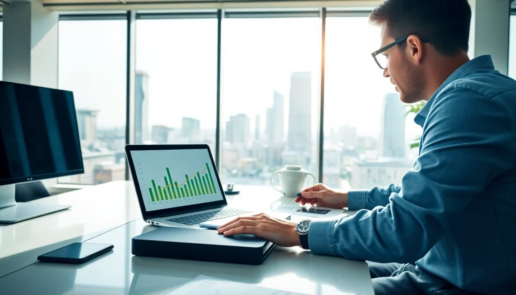 카드 현금화를 분석하는 전문가의 현대적인 사무실 풍경