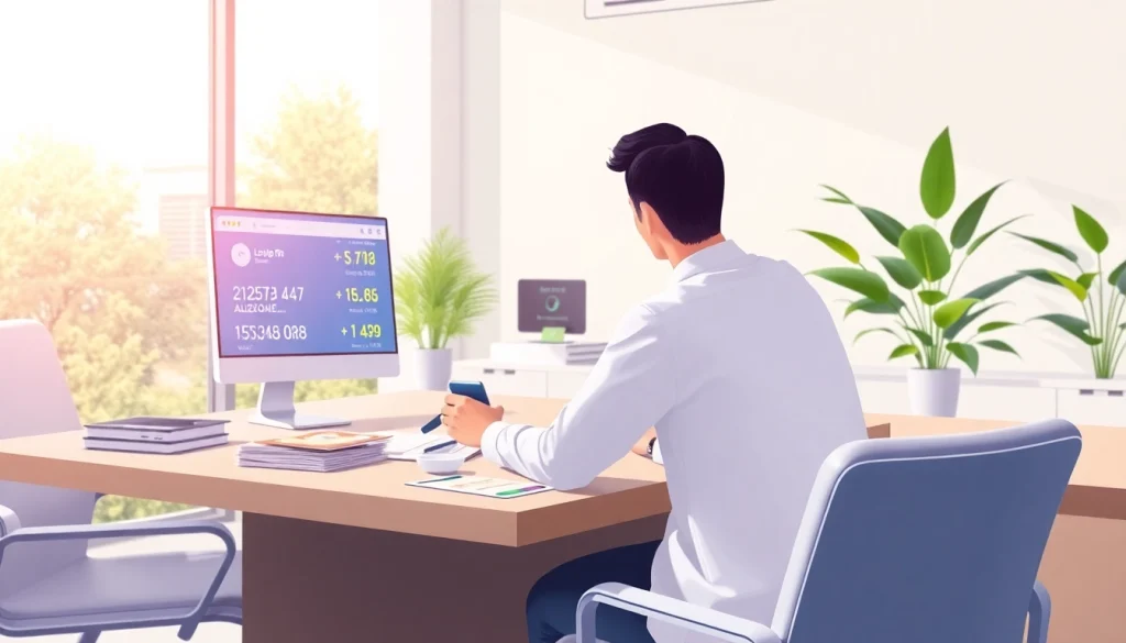 카드깡을 활용하여 금융 거래하는 모습이 담긴 전문적인 일러스트.