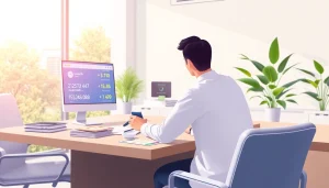 카드깡을 활용하여 금융 거래하는 모습이 담긴 전문적인 일러스트.