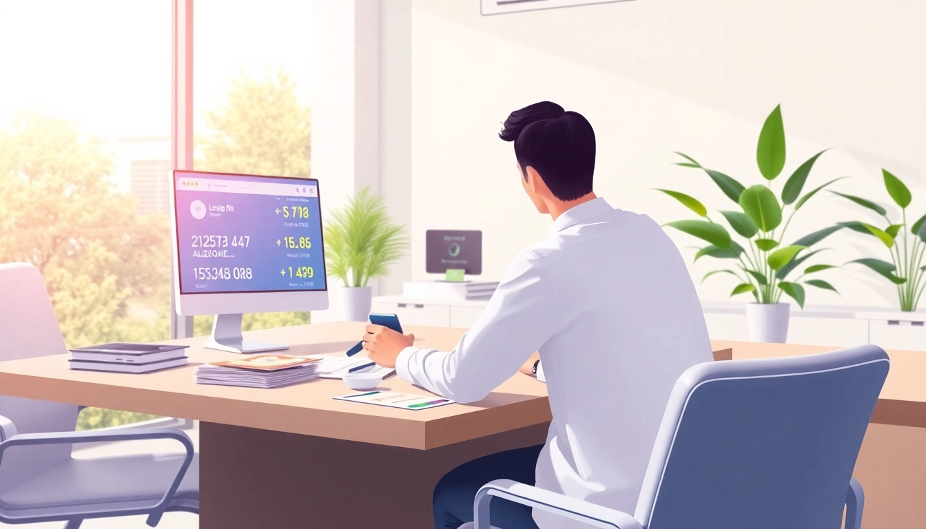 카드깡을 활용하여 금융 거래하는 모습이 담긴 전문적인 일러스트.