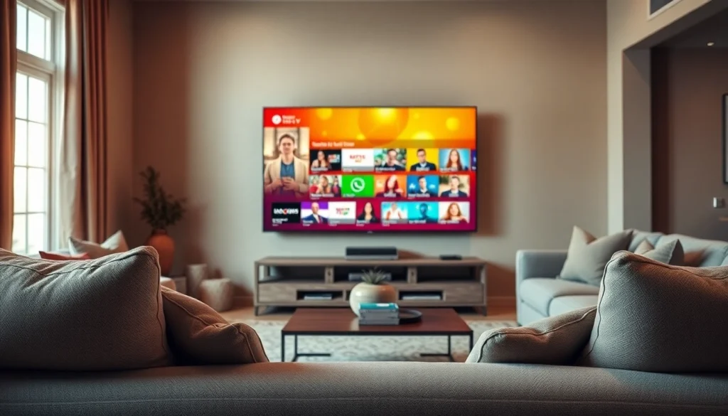 Watch vibrant channels on iron iptv in a cozy living room setting.