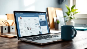 Design a standout Resume Builder with customizable templates on a sleek laptop.