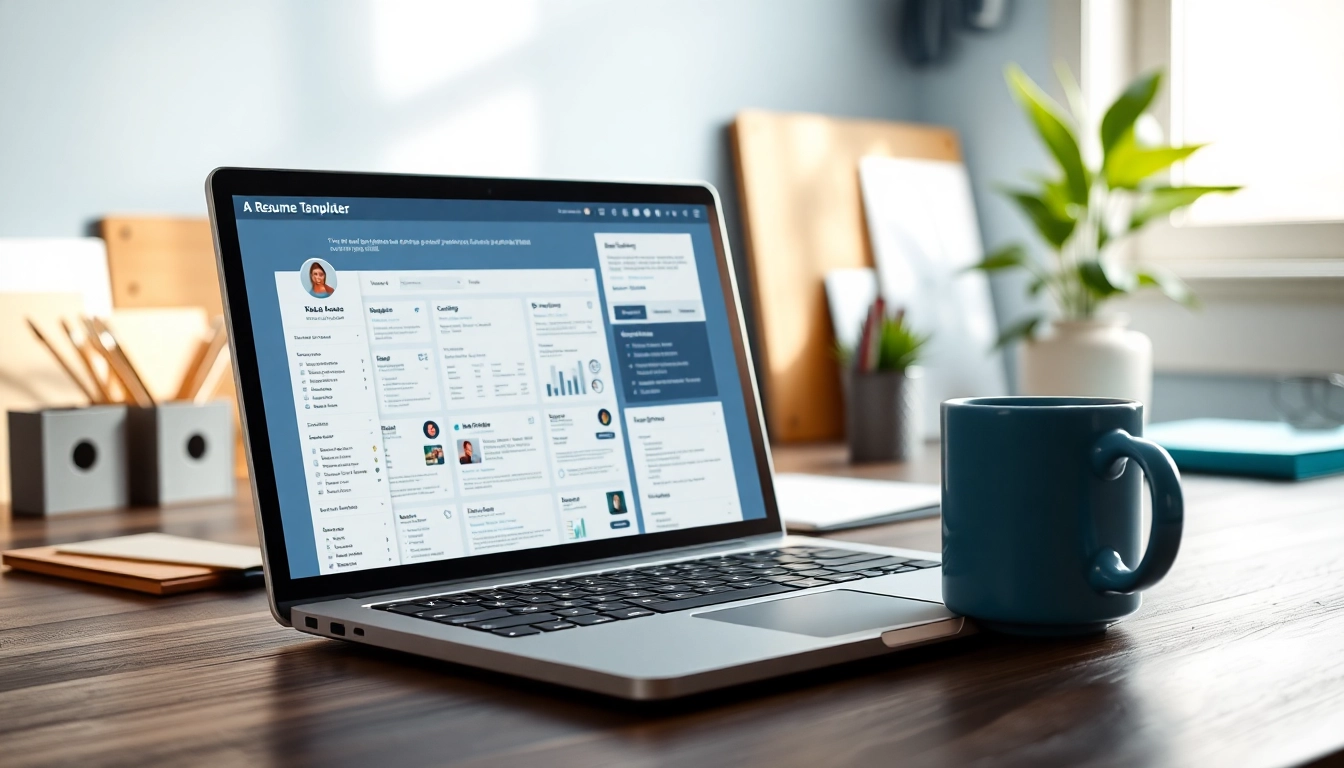 Design a standout Resume Builder with customizable templates on a sleek laptop.