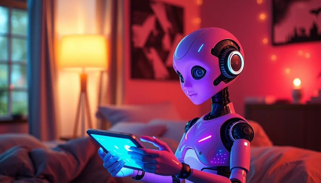 Flirty AI sexting interaction in an intimate, cozy setting