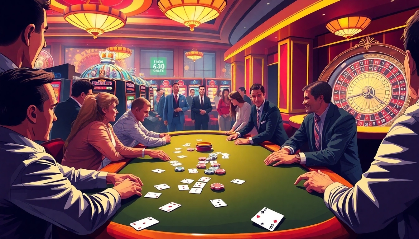 Vankhanhtv offers an exciting casino experience with players engaged in poker; luxury and excitement captured.