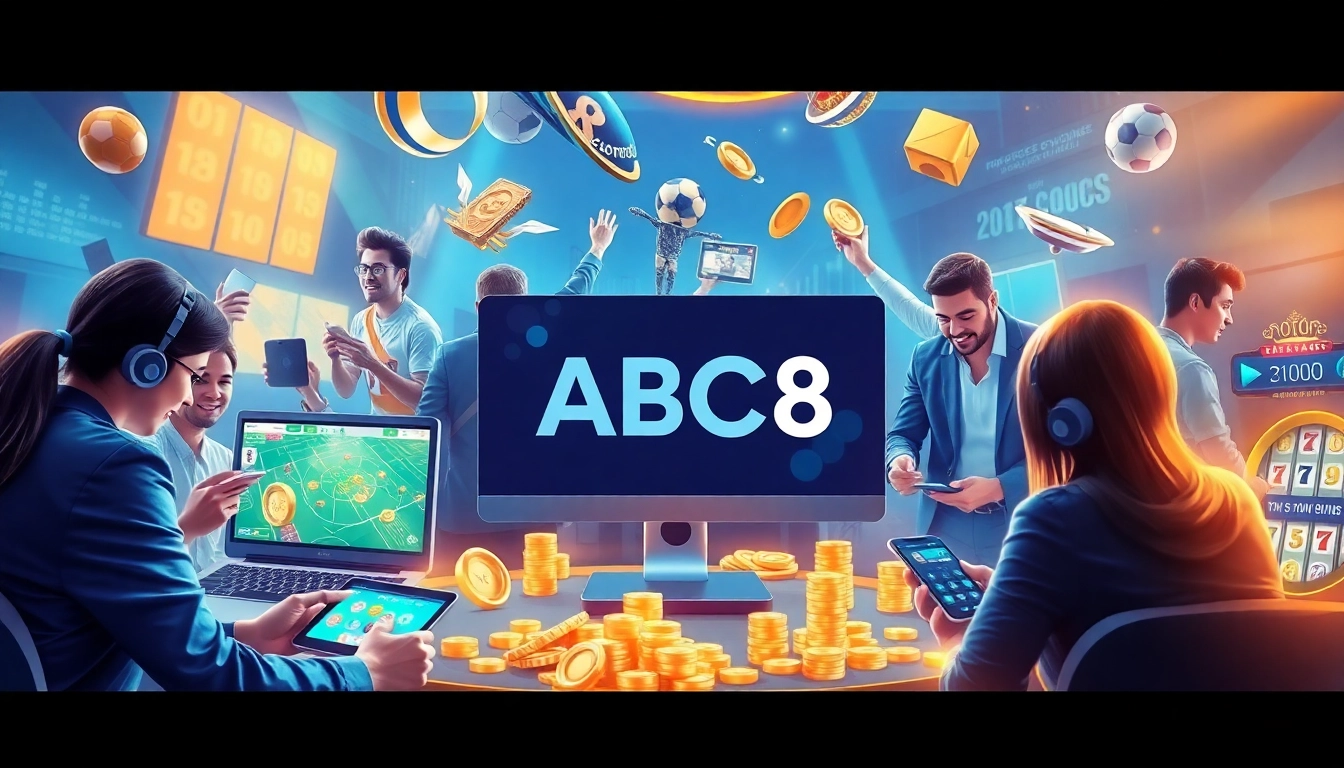 Engaged players enjoying the ABC8 online betting experience on https://acb8.buzz/ with vibrant colors and modern interfaces.
