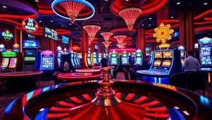 Discover various exciting games in Canada casinos online, highlighting vibrant gaming tables and players.