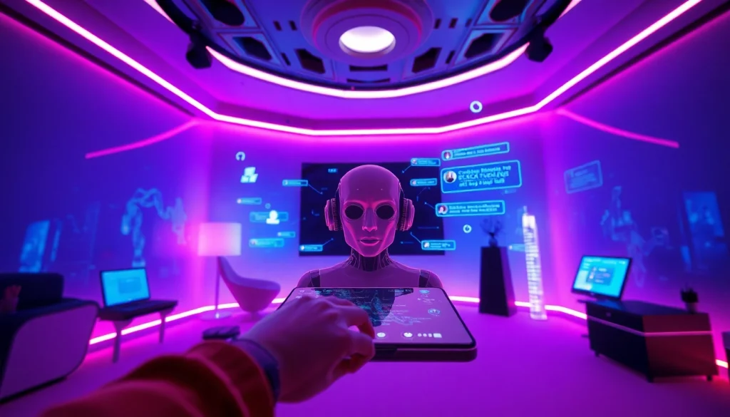 Engaging nsfw ai chatbot interface in a vibrant digital chatroom.